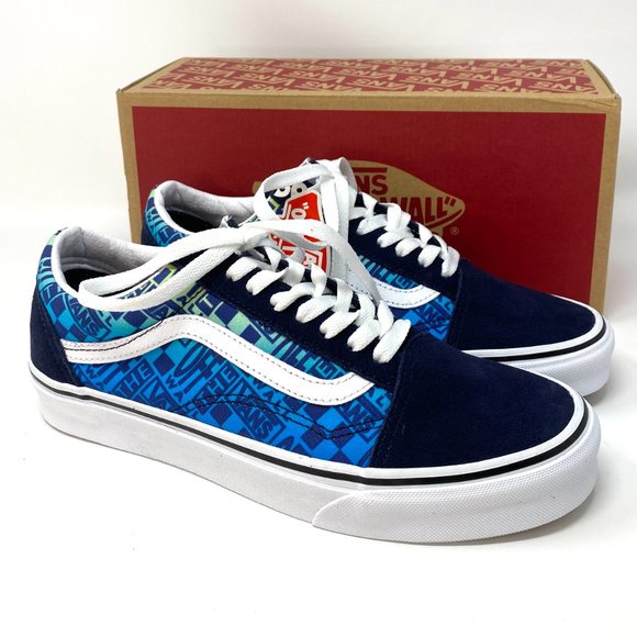 Vans Shoes - 🌿Sale🌿 VANS Old Skool Logo Flame Blue Suede Canvas Womens Size 9.5 VN0A4U3B2PA